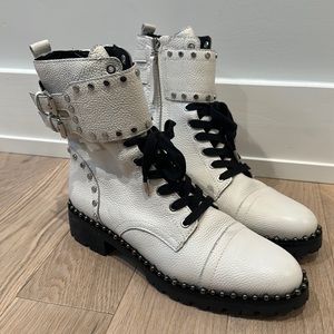 Sam Edelman black and white studded combat boot. Never worn. Size 9
